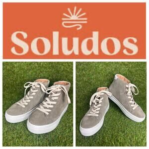Soludos Ibiza High Top Platform Taupe Suede Sneakers Size 8‎